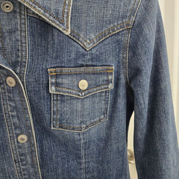 Vtg Gap Denim Jacket Women Small Snap Front western Y2K Rodeo Utility Retro Boho - Picture 13 of 15